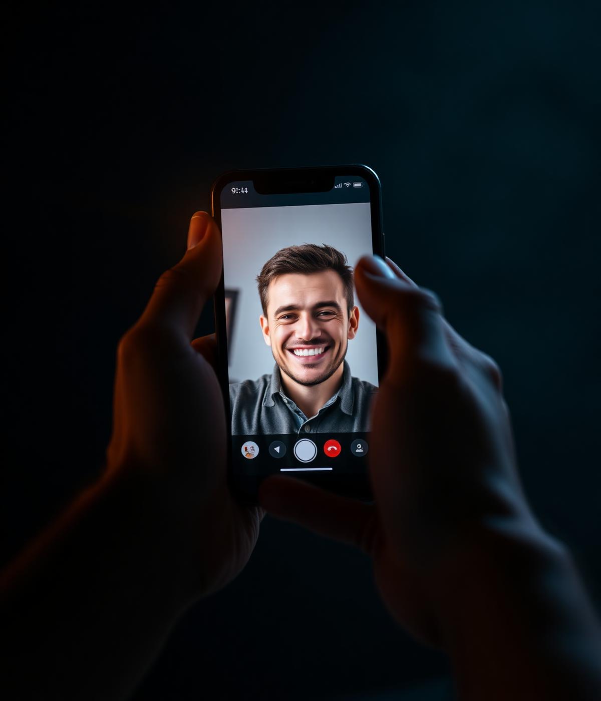 A hand holding a phone, on a live video call with a real human specialist